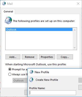 creating profile using mail 32 - two profiles in outlook