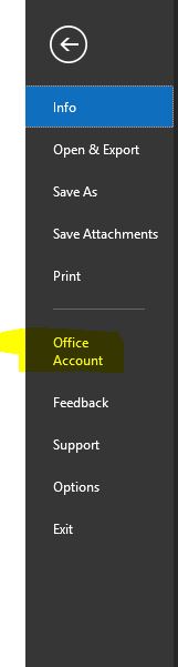 click on office account Outlook constantly prompting for password