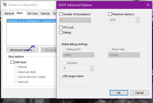 Boot advance option in system configuration  full reserved memory
