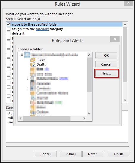 Choose Folders-Create Rule in Outlook