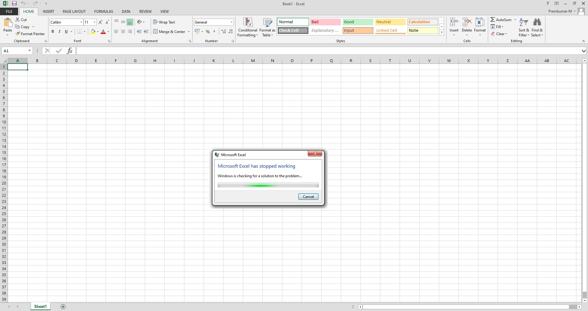 MS Excel has Stopped Working how to resolve?