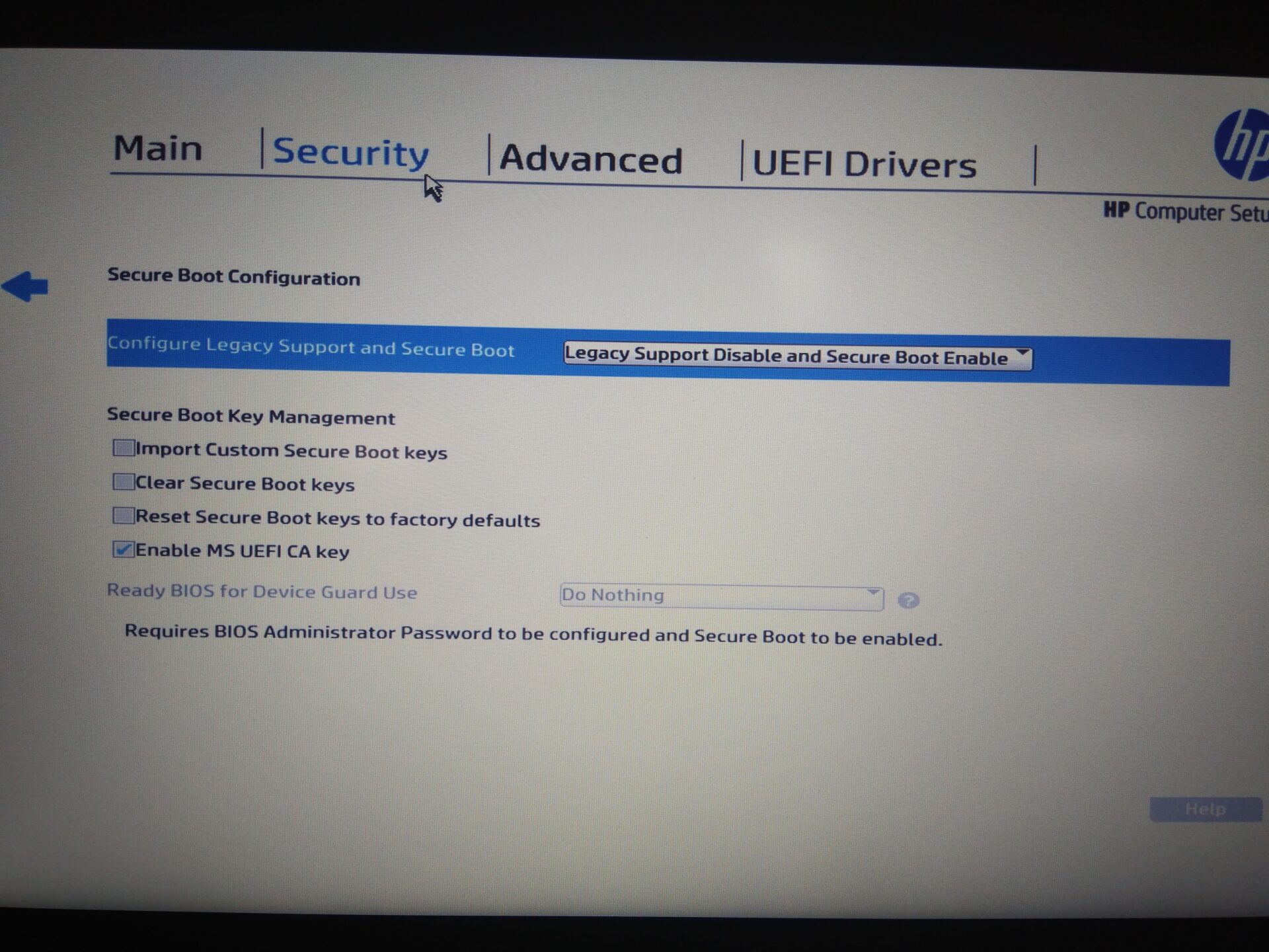 disable secure boot windows 10 hp laptop