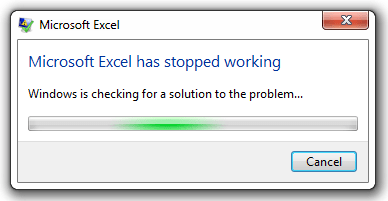 fix Excel has Stopped Working