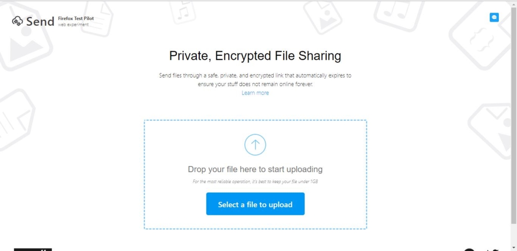 Send Files via Firefox up to 1 GB over encrypted network
