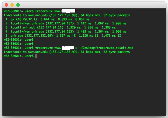 mac os x terminal commands traceroute