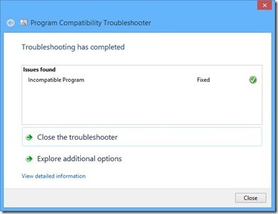 Close the Troubleshooter