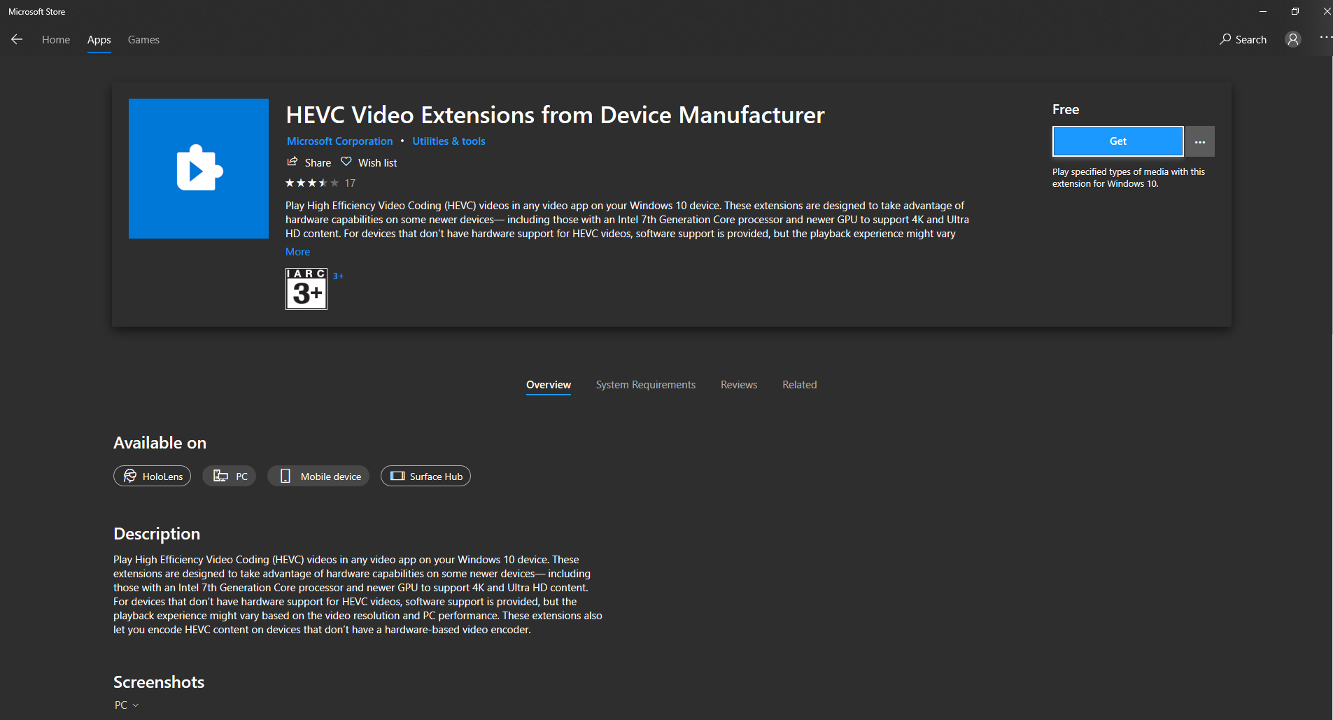 Microsoft removed inbuilt support for HEVC Codec, How to install it back?