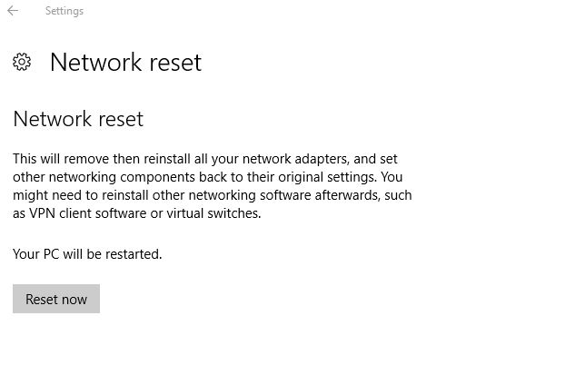 Network Adapter Resetting