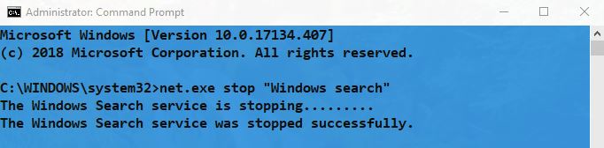 Net exe stop windows search отказано в доступе