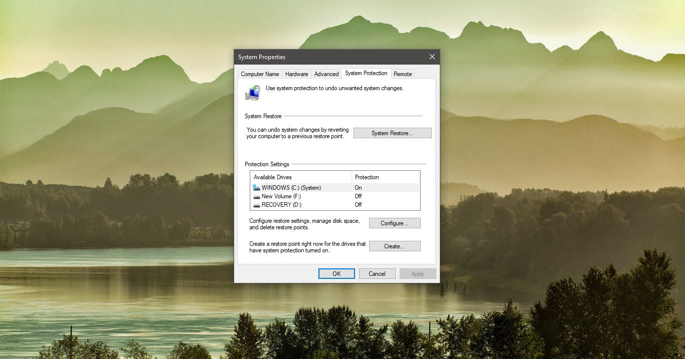 Create System Protection Shortcut in your windows 10?