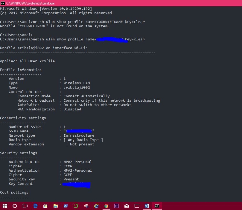 wifi password command prompt windows 10