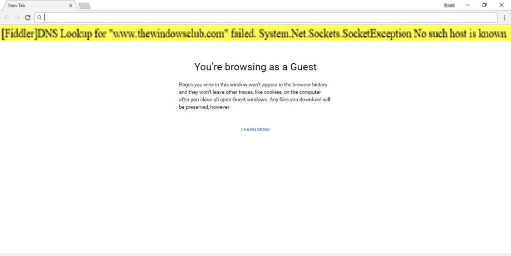 DNS lookup for website failed system.net.sockets.socketexception