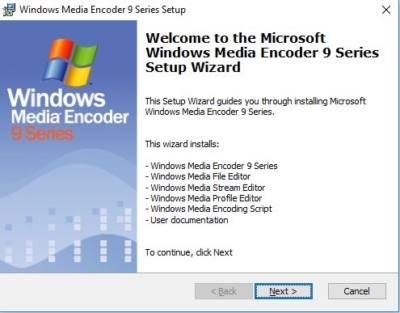 Install Windows Media Encoder