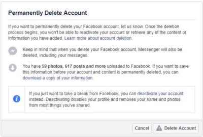 Delete your Facebook account permanently