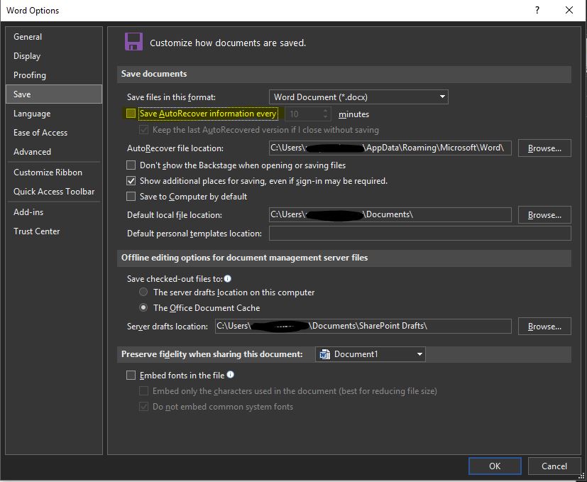 Change Auto-Save Time interval in Ms Office Apps - Technoresult