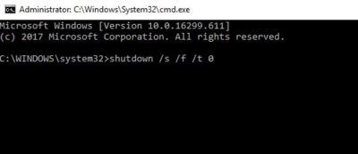 shutdown command-Computer not shutting down completely