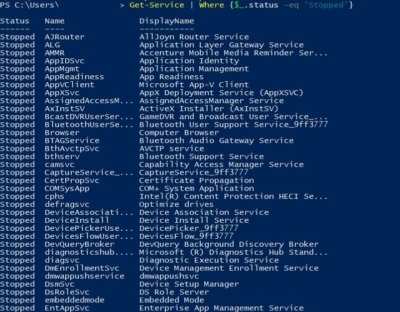 Stopped Services-windows services using Powershell