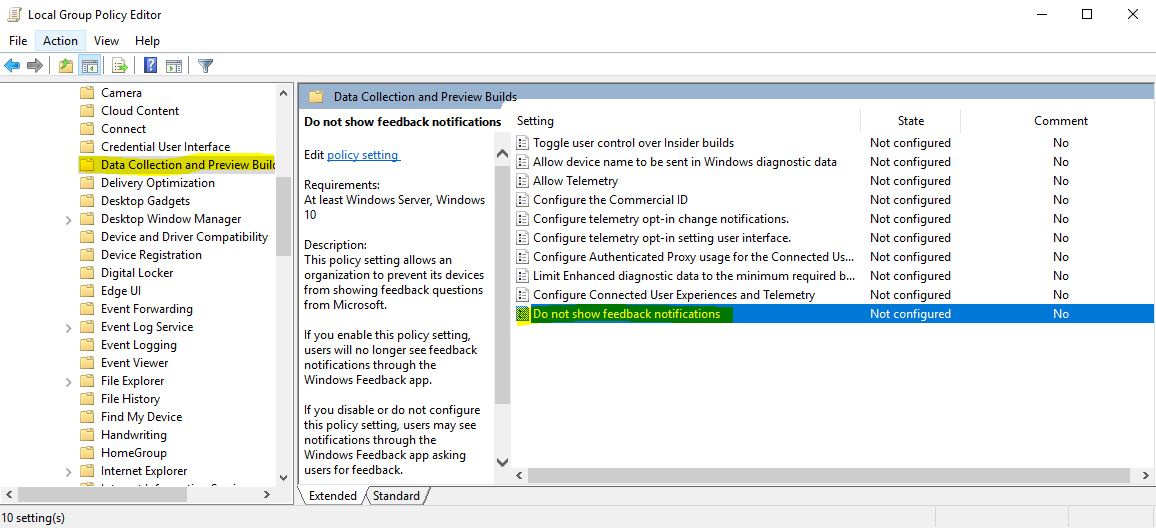 How to Disable windows Feedback Notification in windows 10? Technoresult