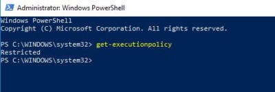 checking the mode in power shell-Execution of Scripts is Disabled on this system