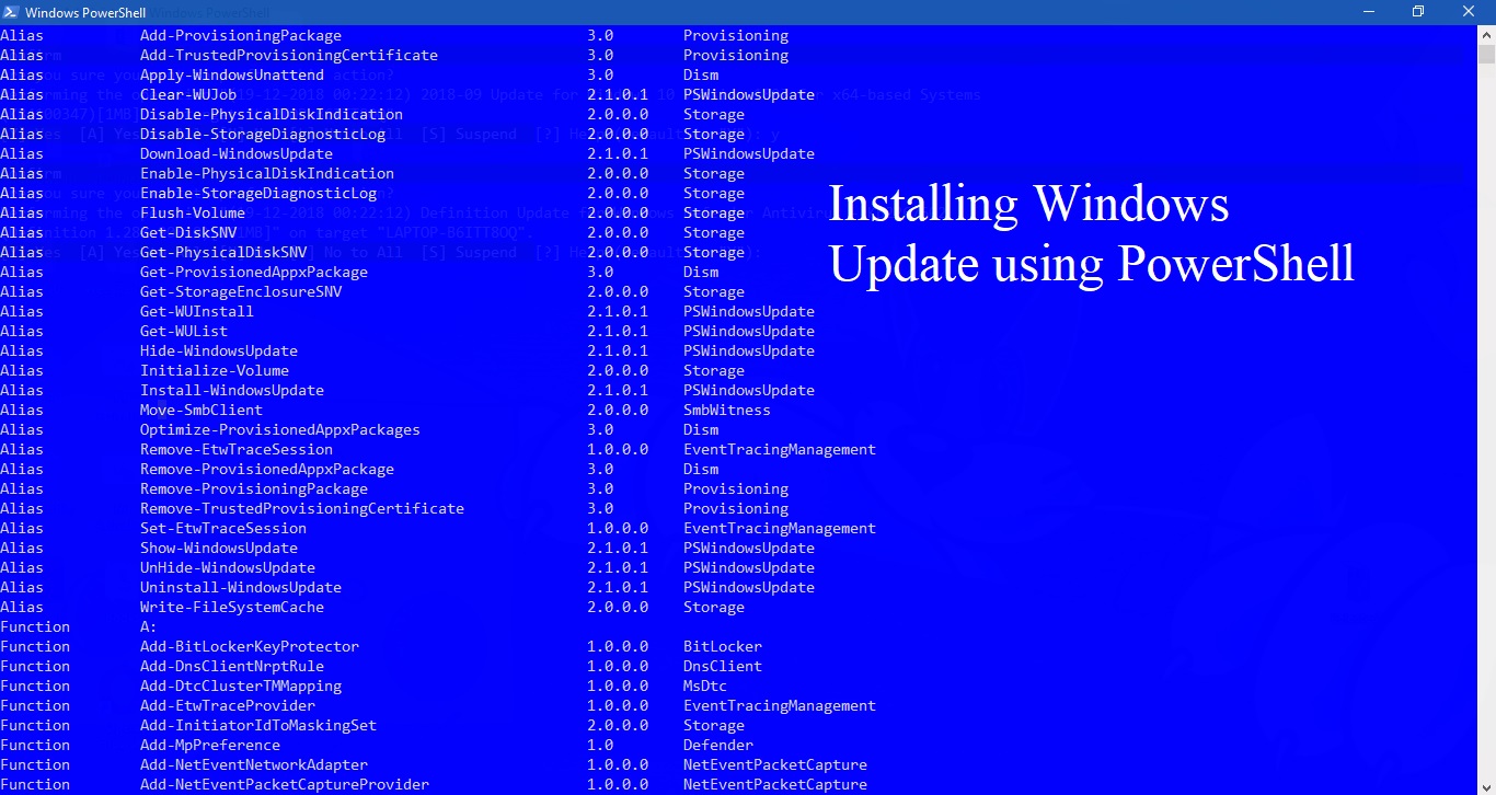 How to Install Windows Update using PowerShell in windows 10?