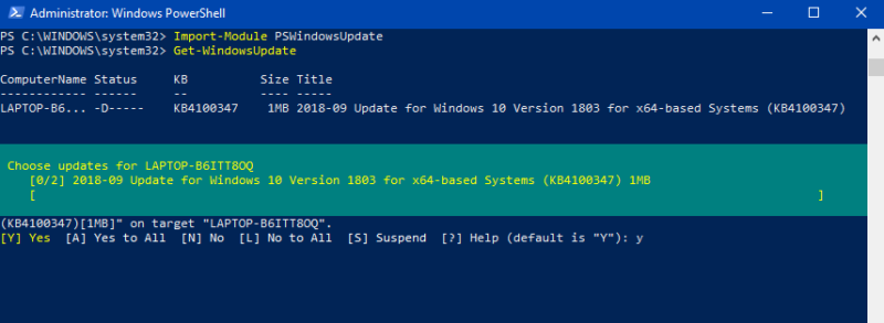 installing windows update using powershell-Windows Update using PowerShell