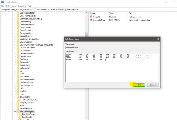 Modifying the value-Disable CapsLock