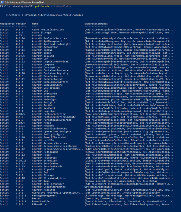 getting list of all azure modules-install Azure PowerShell Module