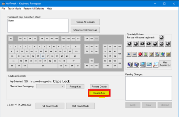 registry tweak setting-Disable CapsLock