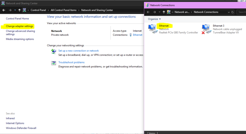 change adapter setting-Assign Static IP Address