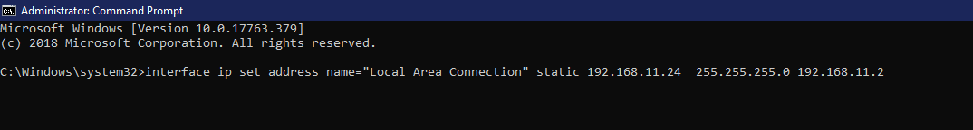 setting IP address using command prompt-Assign Static IP Address