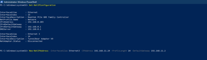 setting IP address using powershell-Assign Static IP Address