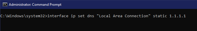 setting dns server address using command prompt