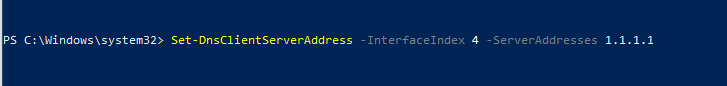setting dns server address using poweshell-Assign Static IP Address