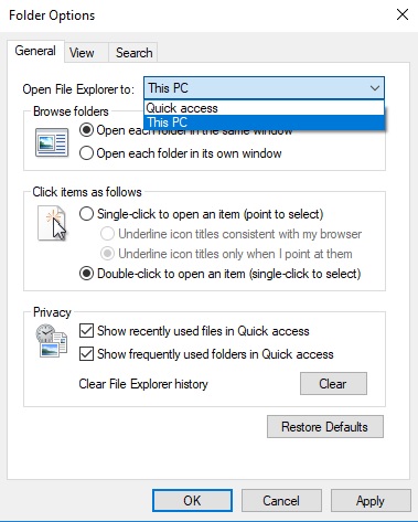disabling the Quick access view in the file explorer-Exclude File and Folder from Quick Access