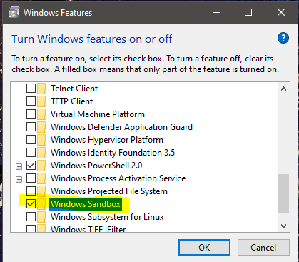 Enable Windows Sandbox