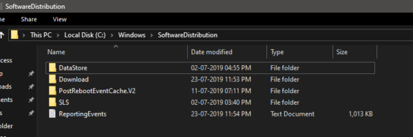 Delete software distribution folder