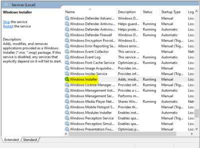 starting windows installer service