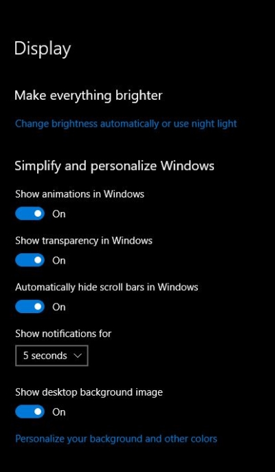 Change the Notification display time using windows settings 