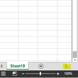 bottom scroll bar missing excel 2013