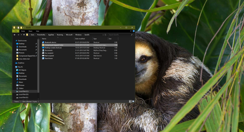 send to compressed folder missing windows 10