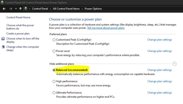 Choose or Customize a power plan