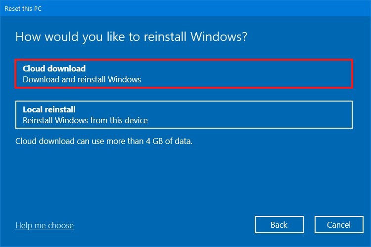 cloud reset a Windows 11