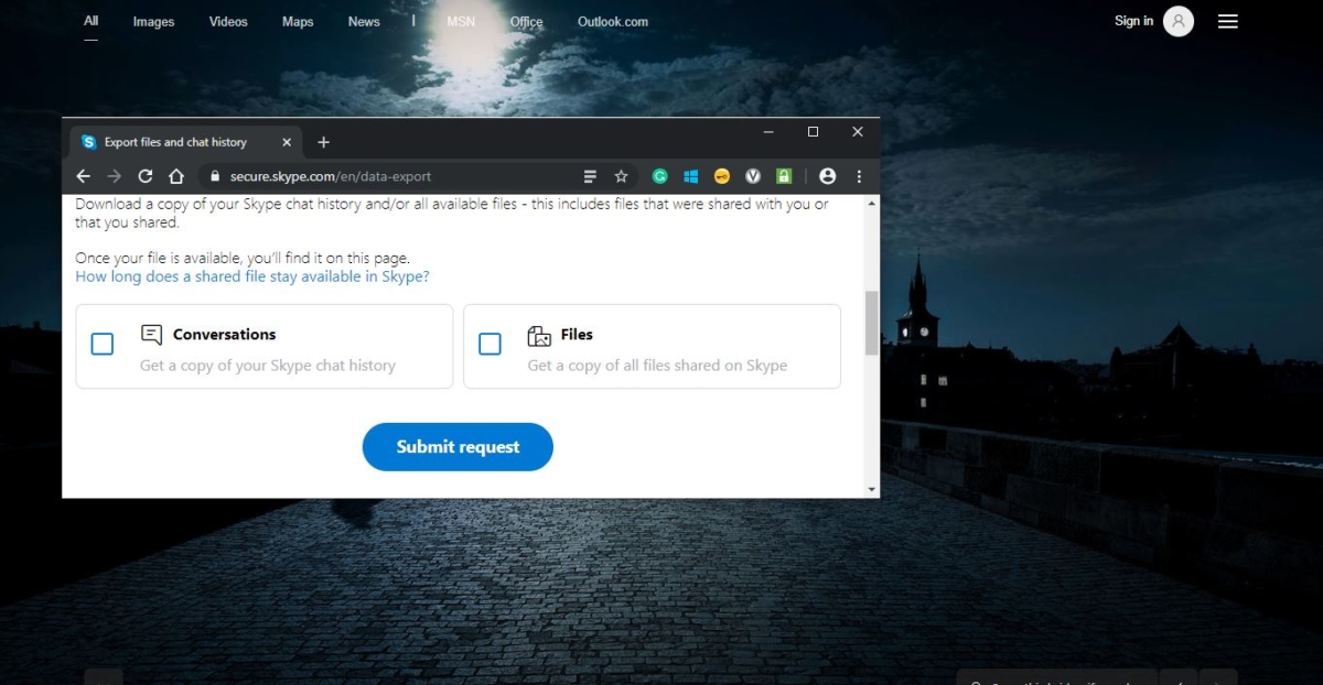 how to sync skype chat history