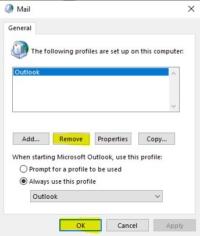 Delete Default Outlook Profile 