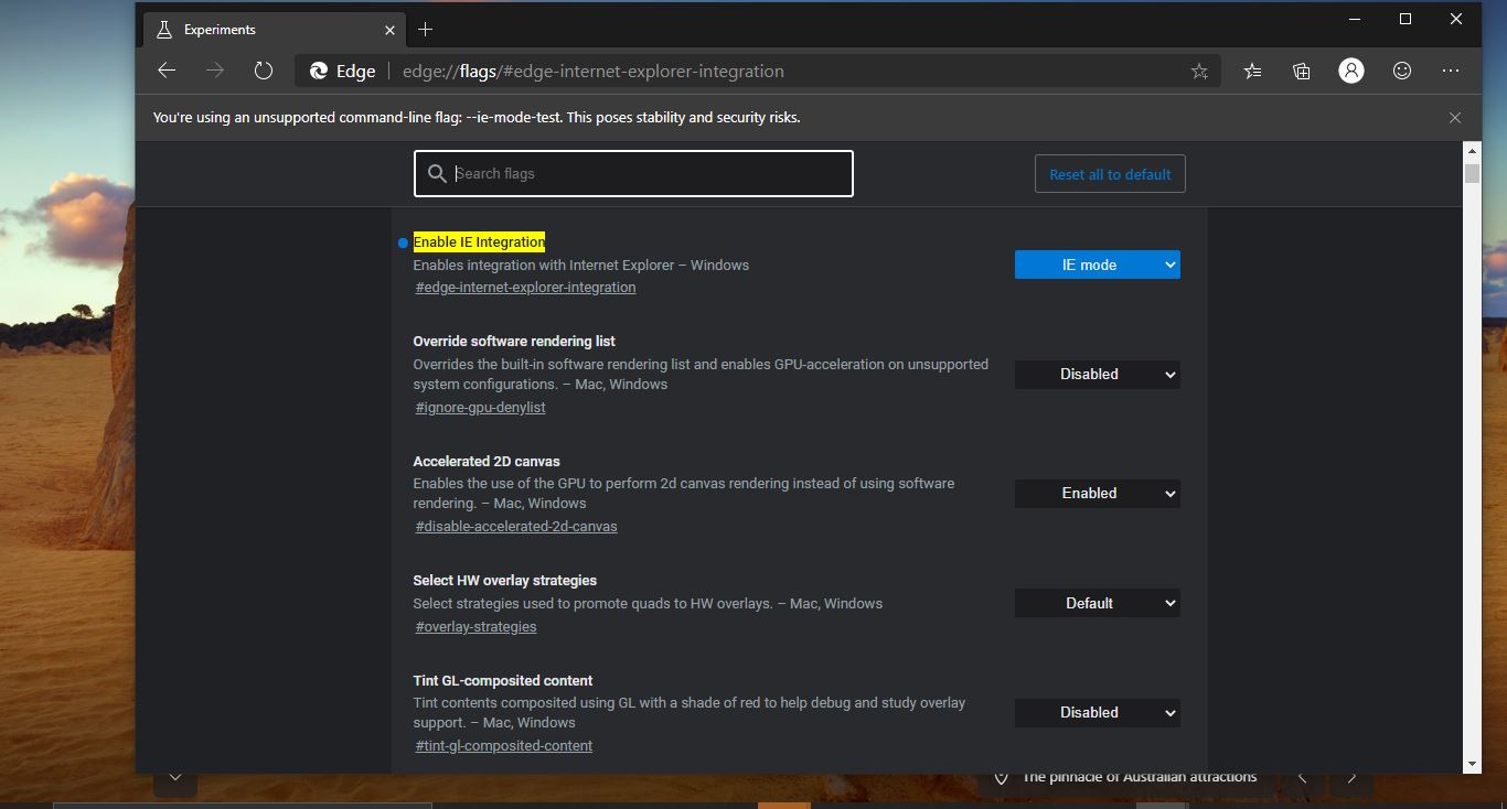 Enable Internet Explorer Mode in Microsoft Edge Chromium
