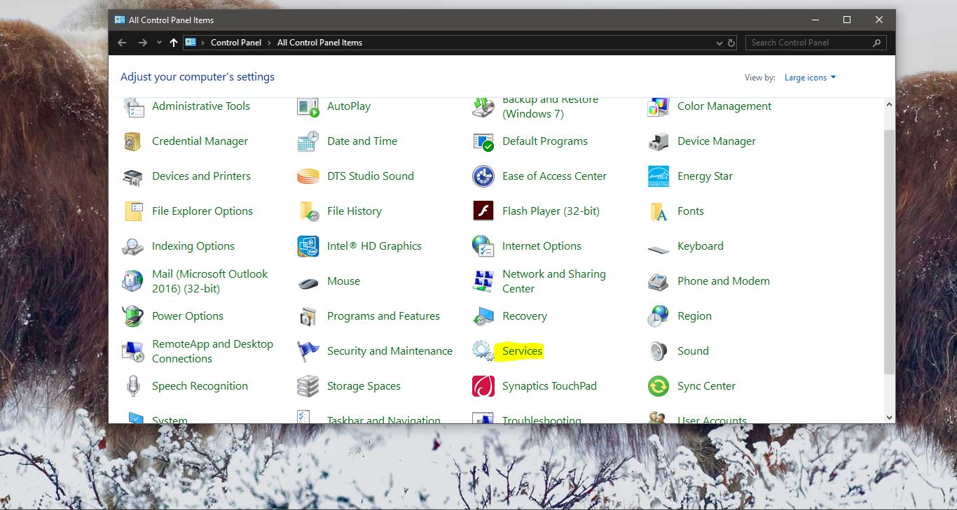 Add windows Services to control panel in Windows 10