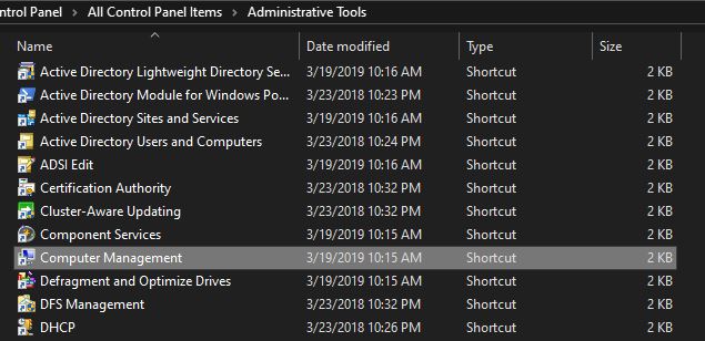 Add Disk Management to control panel administrative tools