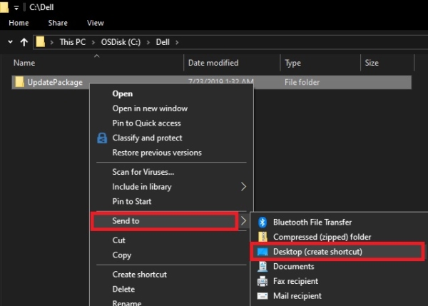 how to create shortcut to folder on different drive windows 10