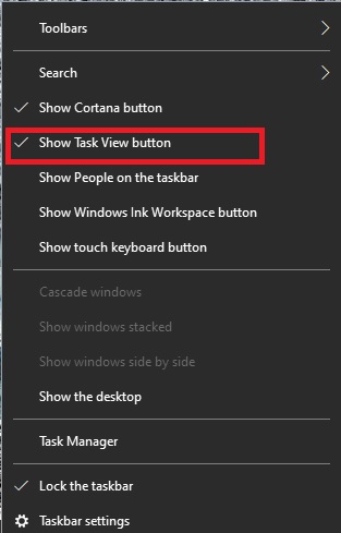hotkey for task view