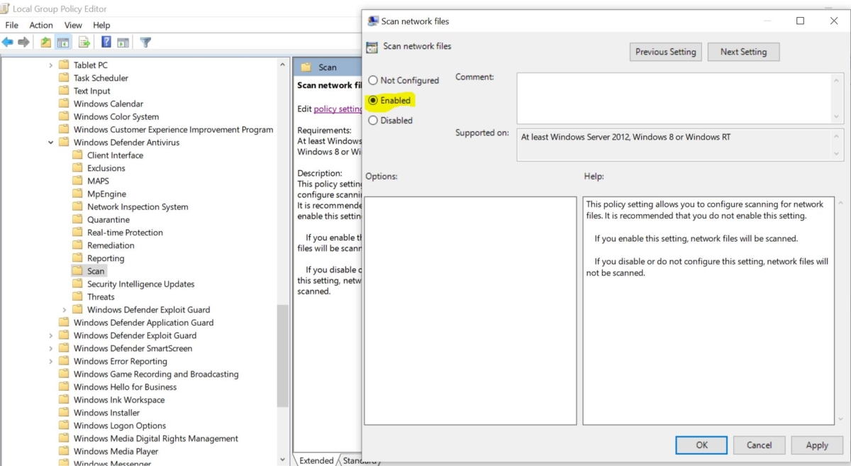 Enable Network Scanning in Windows Defender on Windows 10? Technoresult
